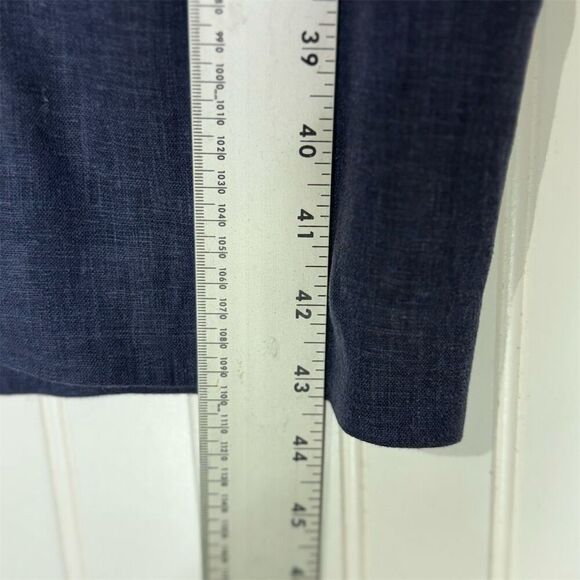 Vintage Maggy London Navy Linen Blend Button Front Midi Dress 8 Cottagecore - Picture 5 of 6